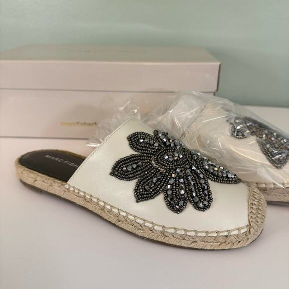 Marc Fisher Women's Slip On Espadrille Leather Beaded Rope Loafers Size 5.5 NIB - Picture 3 of 13